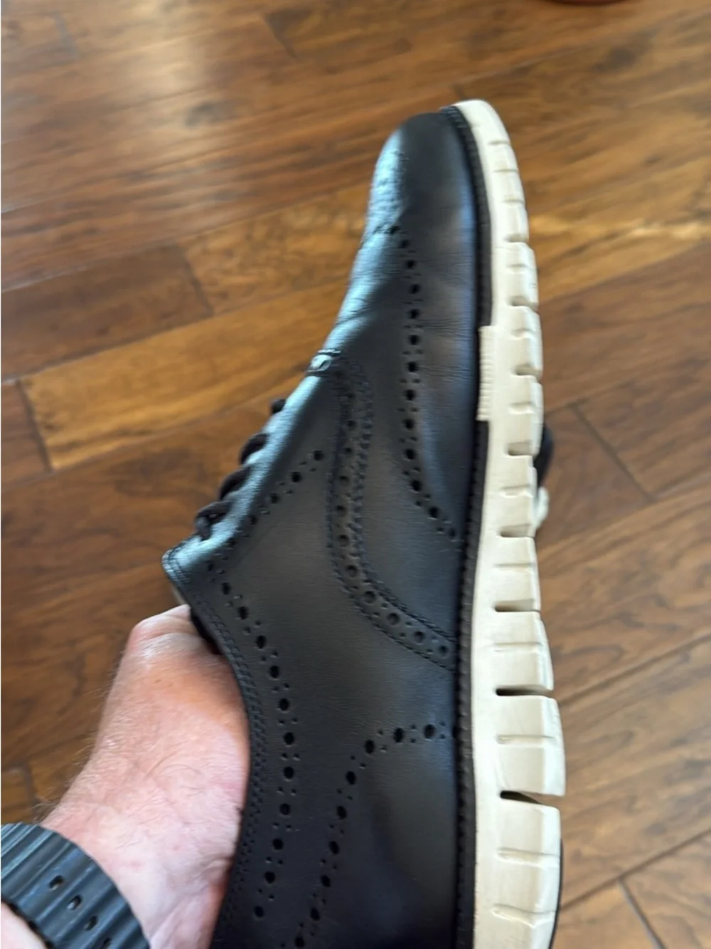 Cole Haan Black Leather Wingtip Oxford Shoes - Men